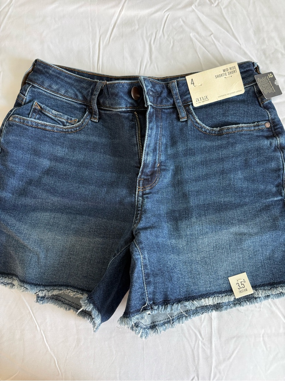 a.n.a Dark Indigo Frayed Hem Denim Shorts
